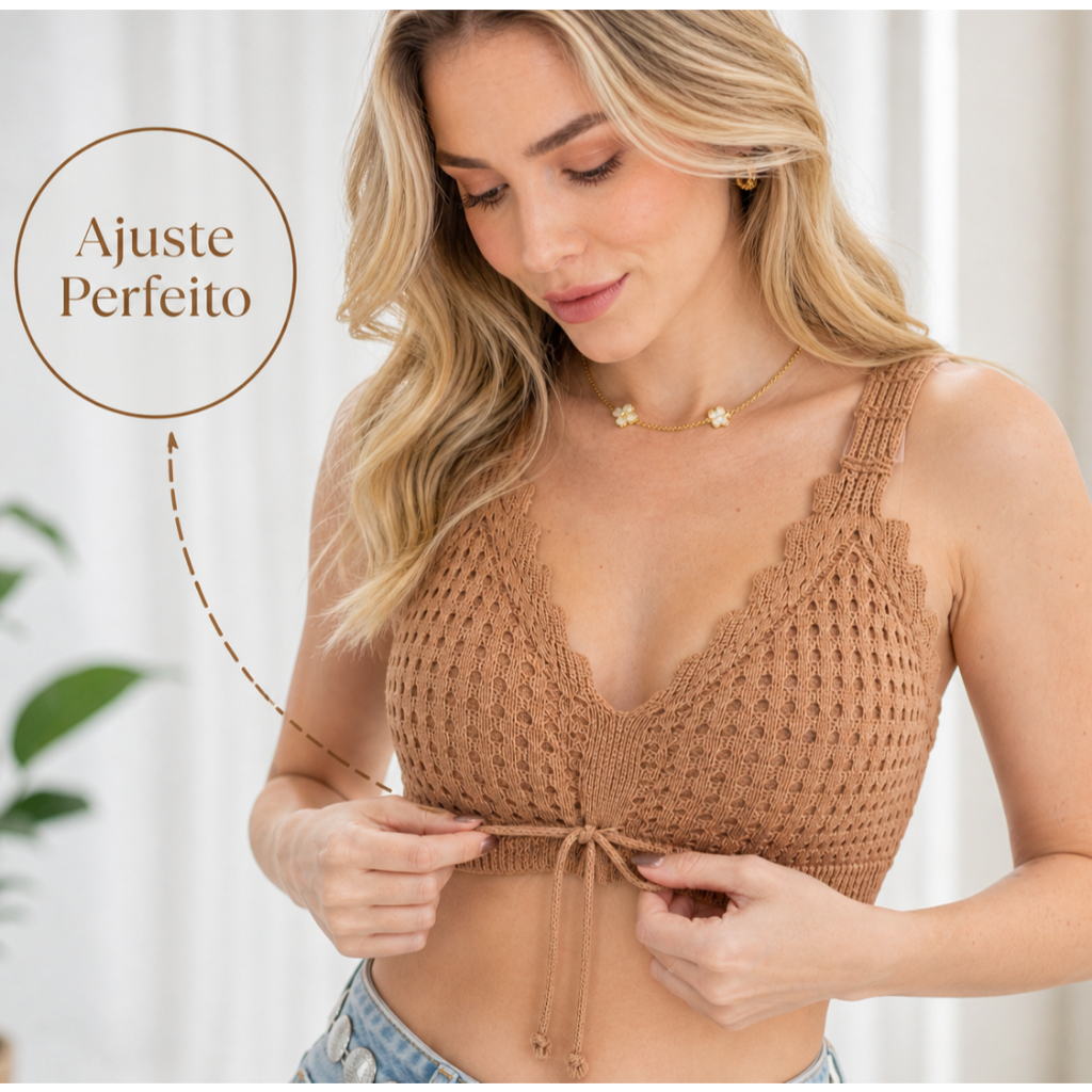 Cropped Top Feminino Com Bojo Tricot Modal Moderno Croped Tricô Blogueira Premium Tam Único 34 ao 40