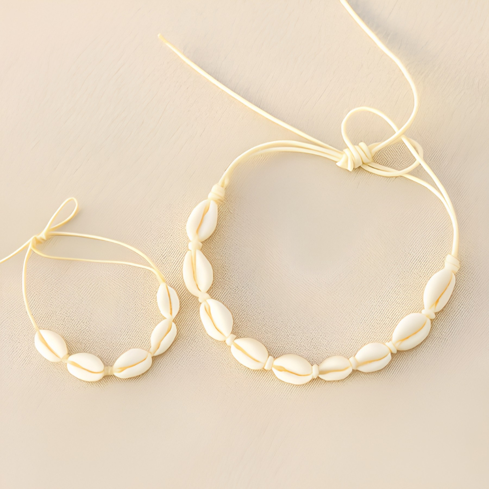 Colar E Pulseira Concha Choker Tornozeleira