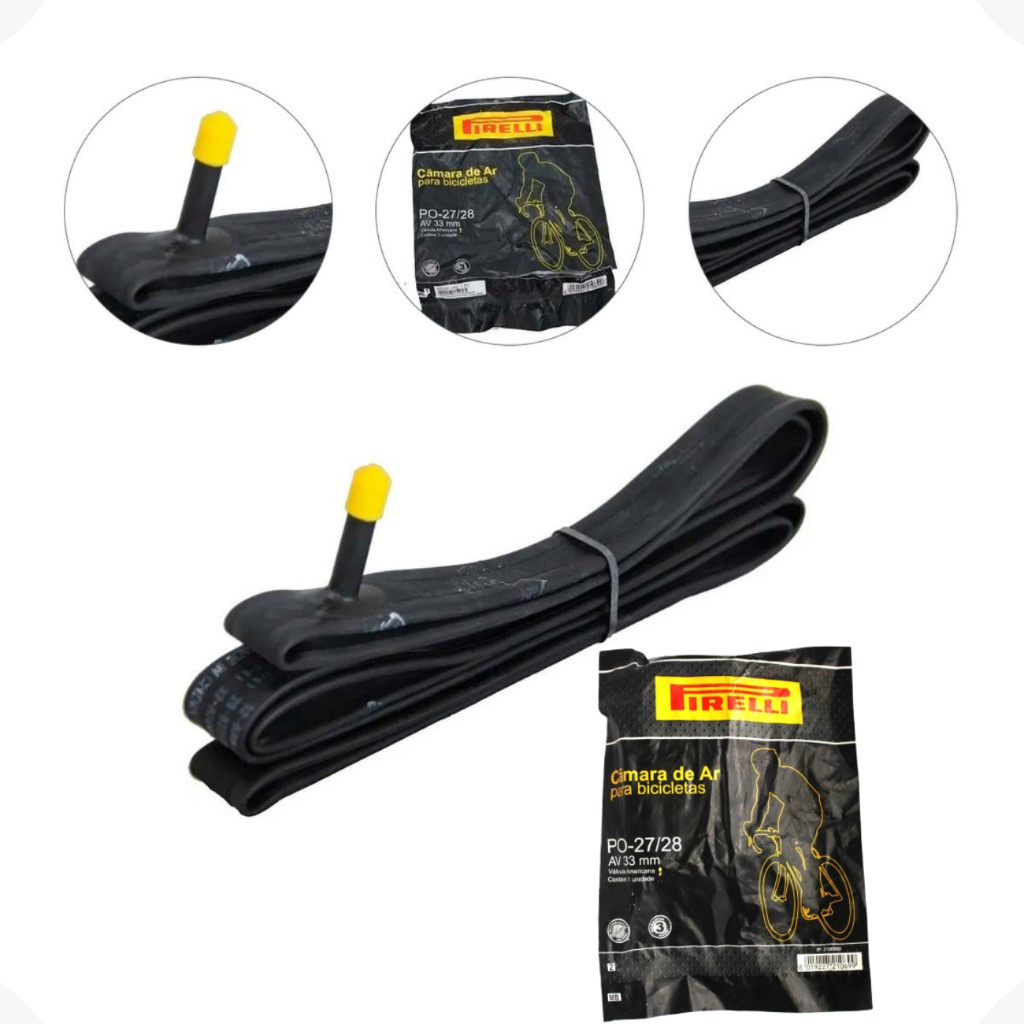 Câmara Ar Bicicleta Aro 27 28 Pirelli Valvula Schrader Bico Grosso 33mm Caloi 10 Monark Speed Vintage Urbana Bike Fixa