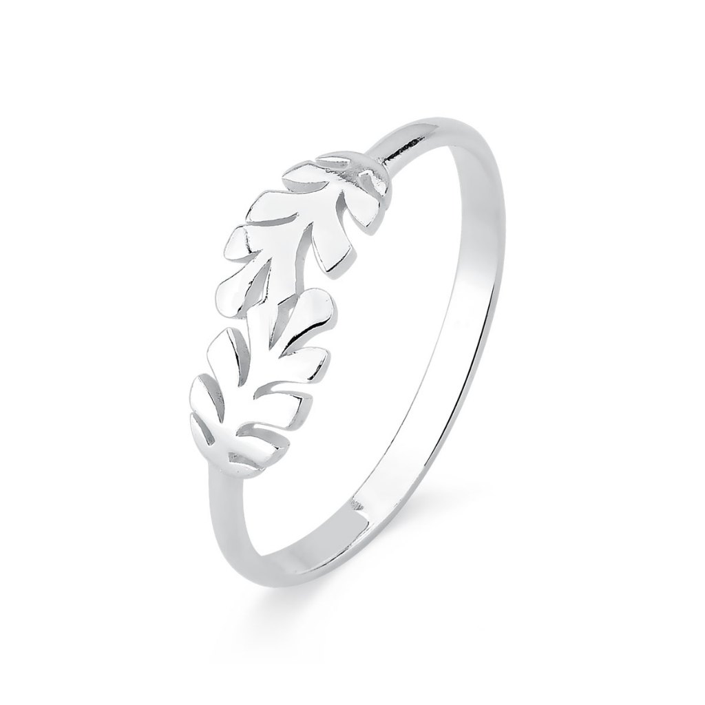 Anel de Prata 925 Folhas Lisa