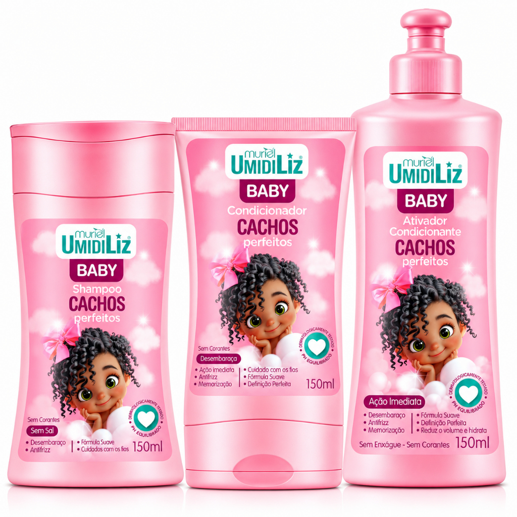 Muriel Umidiliz Cachos Perfeitos 150ml - Shampoo - Condicionador - Ativador de Cachos Rosa/Azul