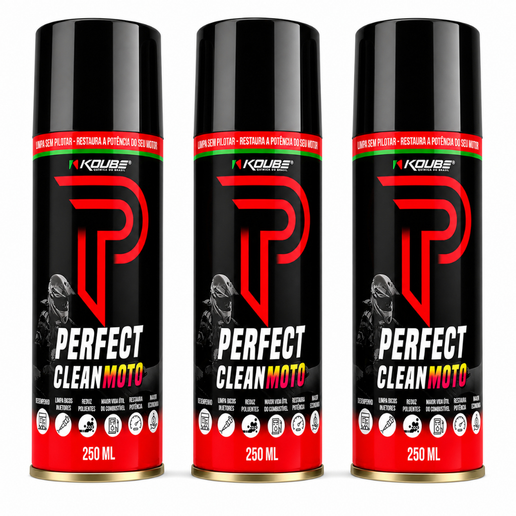 Koube Perfect Clean Moto 250ml Kit com 3 Aditivo Limpeza de Motor Alta Performance