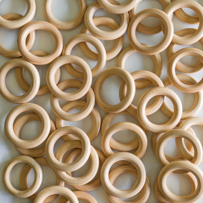 Argola de Madeira Natural - Artesanato, Macramê, Bolsas, Decoração - 30, 35 e 45mm  - Kit 25 e 50 unidades