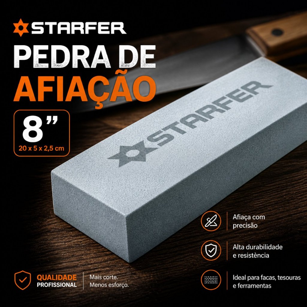 Kit com 2 Pedras Amolar Afiador de Faca Facão 8 Pol. Starfer