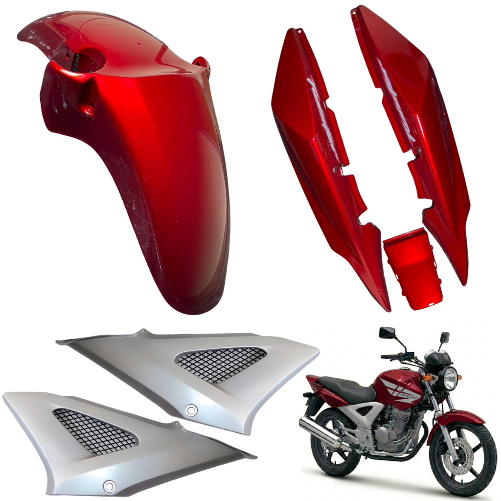 Kit Carenagem Cbx250 Twister 2007 2008 Par Tampa Lateral Rabeta Traseira 3 Peças Paralama Dianteiro