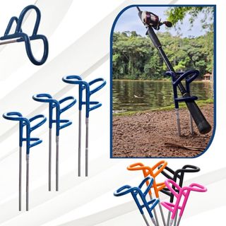 Kit 3 Suportes para Vara de Pesca Emborrachado Azul Super Reforçado Apoio Pesqueiro Barranco Rio Armador Espera Tambaqui