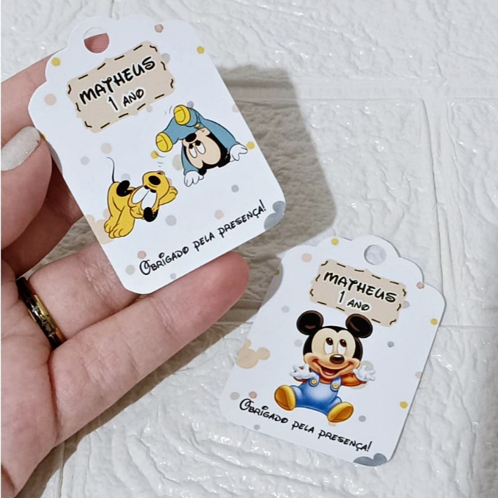 TAG AGRADECIMENTO PERSONALIZADA MICKEY BABY / ANIVERSÁRIO MÊSVERSÁRIO FESTA LEMBRANCINHA