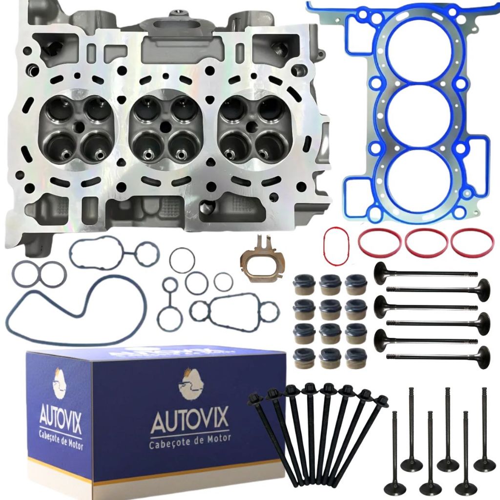 Kit Cabeçote Para Renault Sandero, Logan e Kwid 1.0 12v B4D 3CC Com Válvulas Adm e Esc, Parafuso Cabeçote e Jogo Juntas