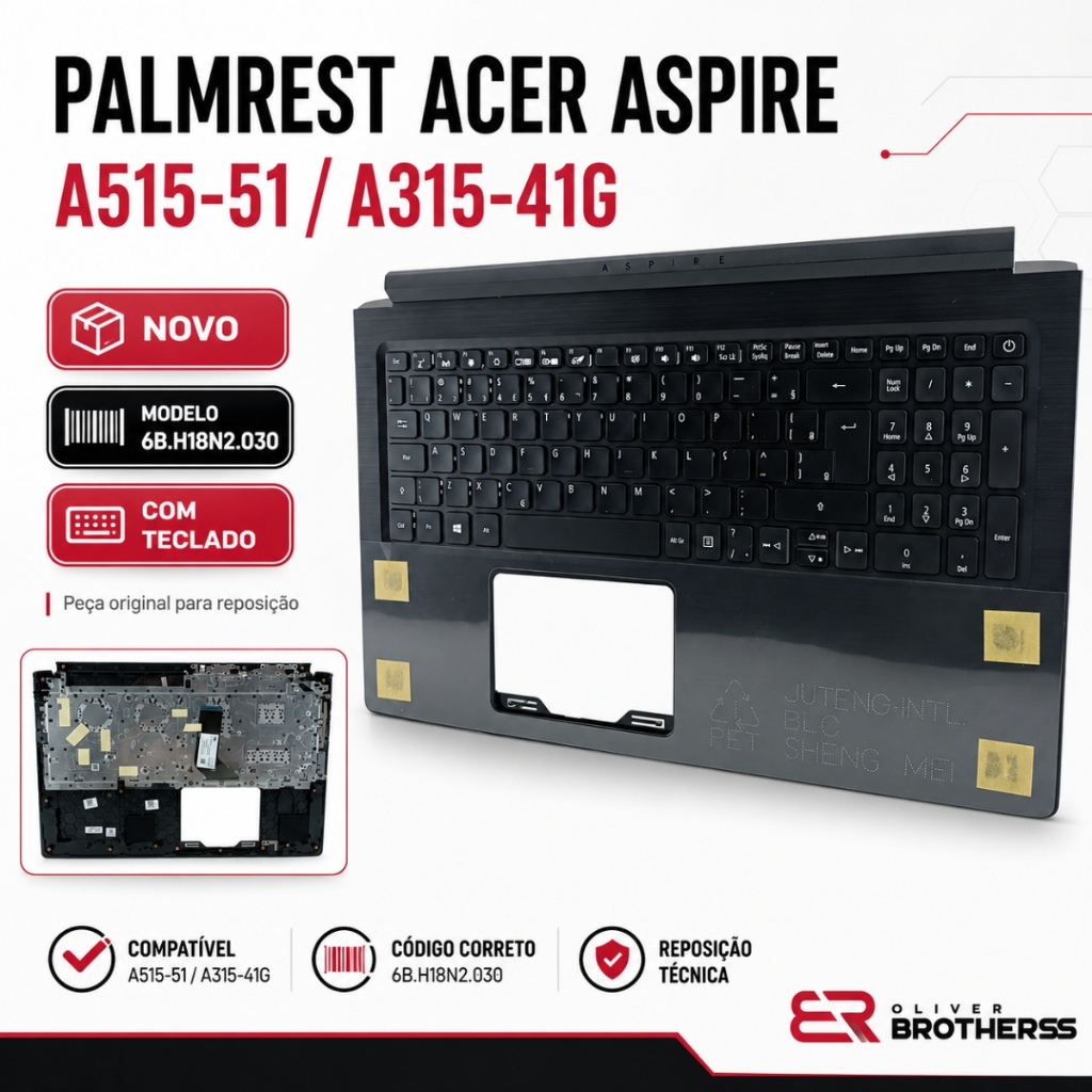 Palmrest Acer Aspire A515-51 A315-41G Original Novo 6B.H18N2.030 Apoio Mãos Notebook Peças