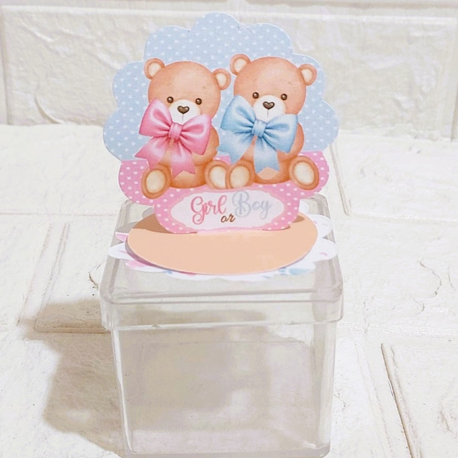 Aplique Painel 3D, Tag Personalizada  CHÁ REVELAÇAO ROSA E AZUL Lembrancinha de Festa Infantil