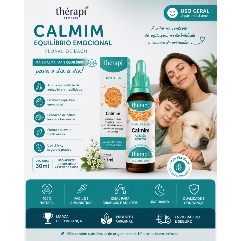 Floral de Bach Calmin - Agitação Pressa e Ansiedade 30ML Floral Thérapi