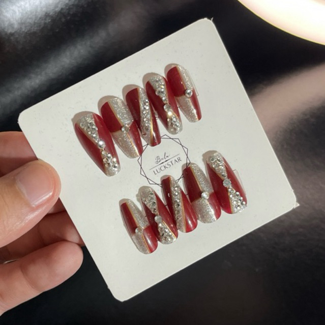 unhas postiças decoradas kit completo com adesivos lixa e palitos de unhas