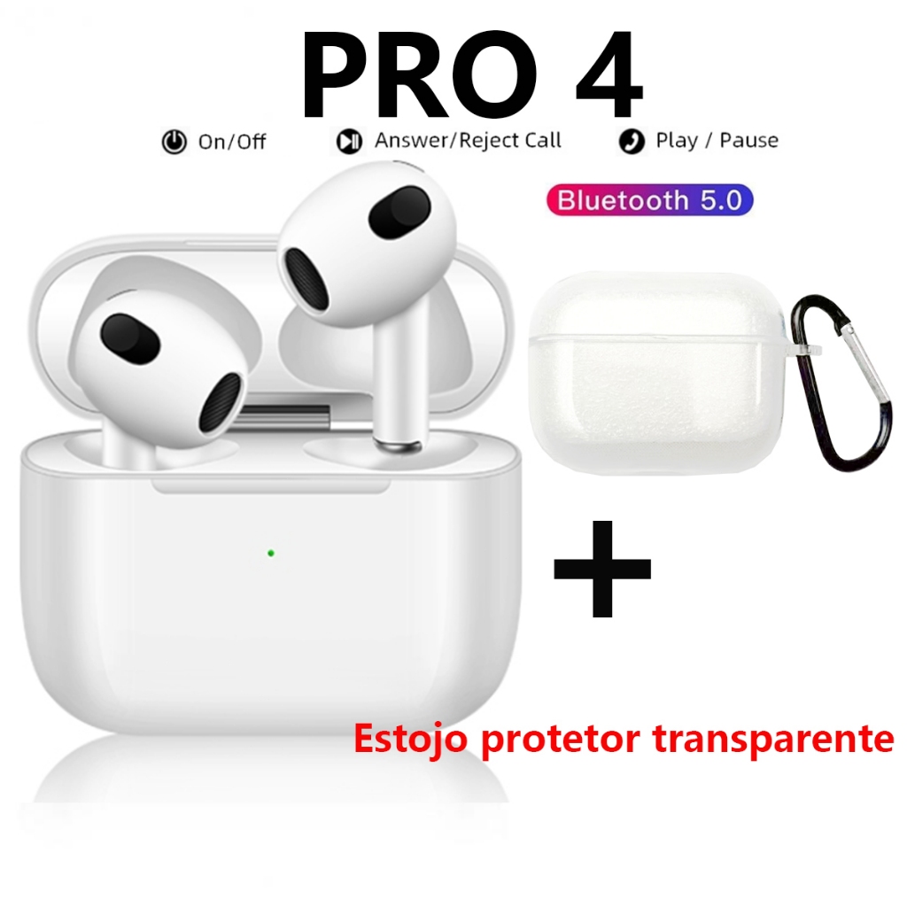 Fone De Ouvido AiPod pro 4 Bluetooth Sem Fio Com Microfone Fones esportivos Adequado Branco