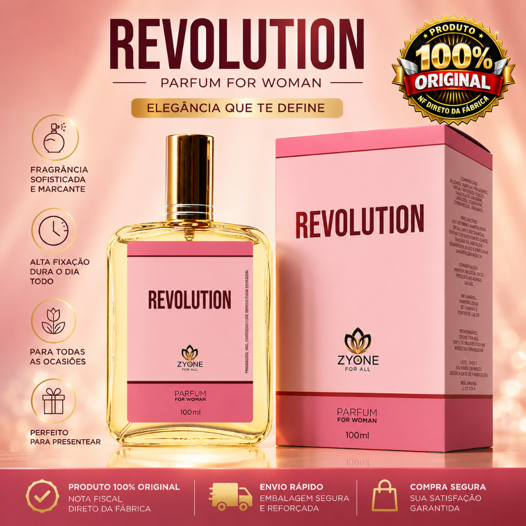 Perfume Revolution Feminino Zyone Alta Fixação 25% de Essência Importada Parfum