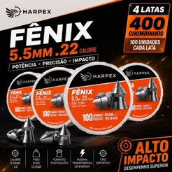 Kit 400 Chumbinhos Harpex Fênix 5.5mm – Pontiagudo (4x100)