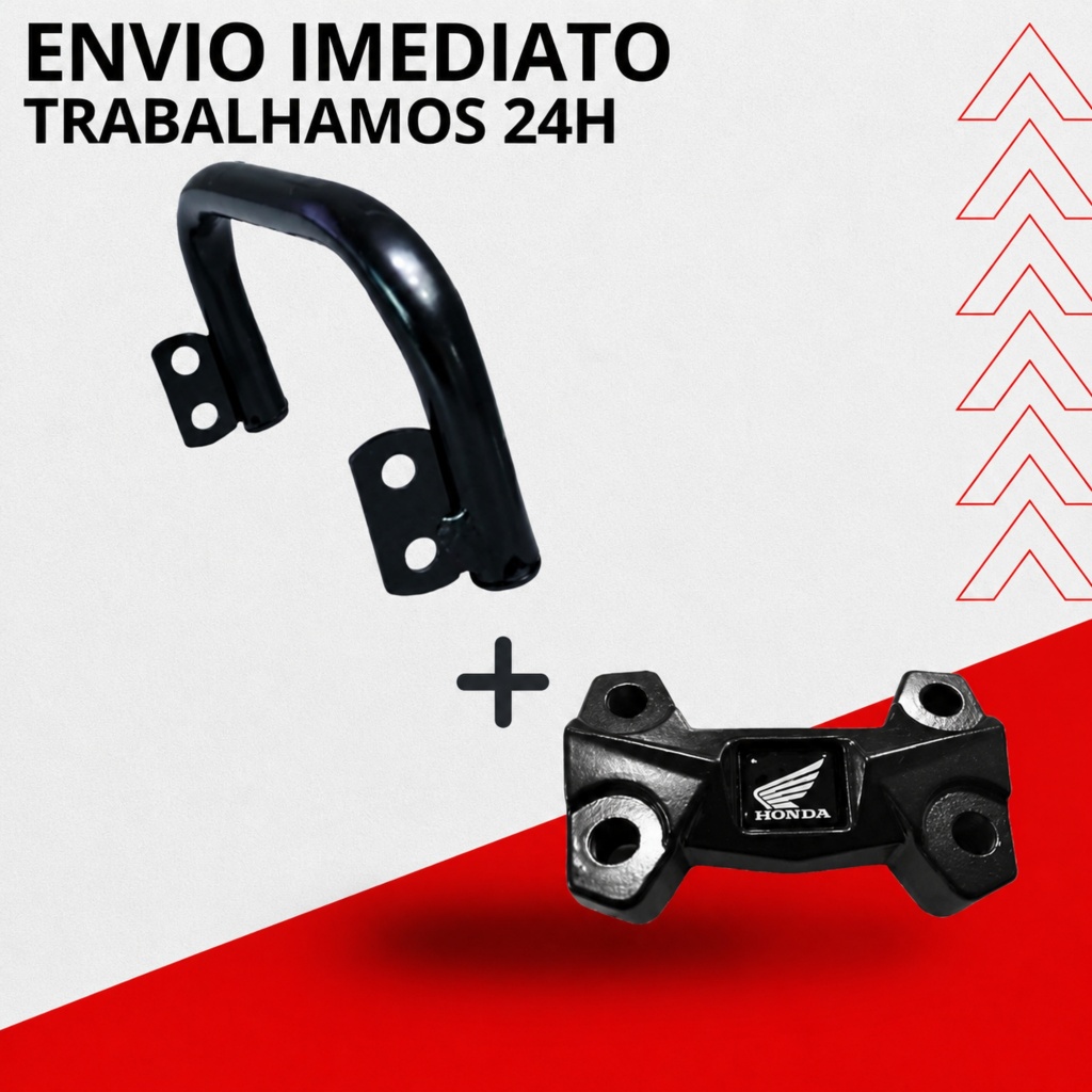 KIT BARRA  CADEADO PRETO Cadeado Guidão Mesa Mesinha Mancal- Barra Estabilizadora Preta - Titan Fan Start Cg Cargo 15