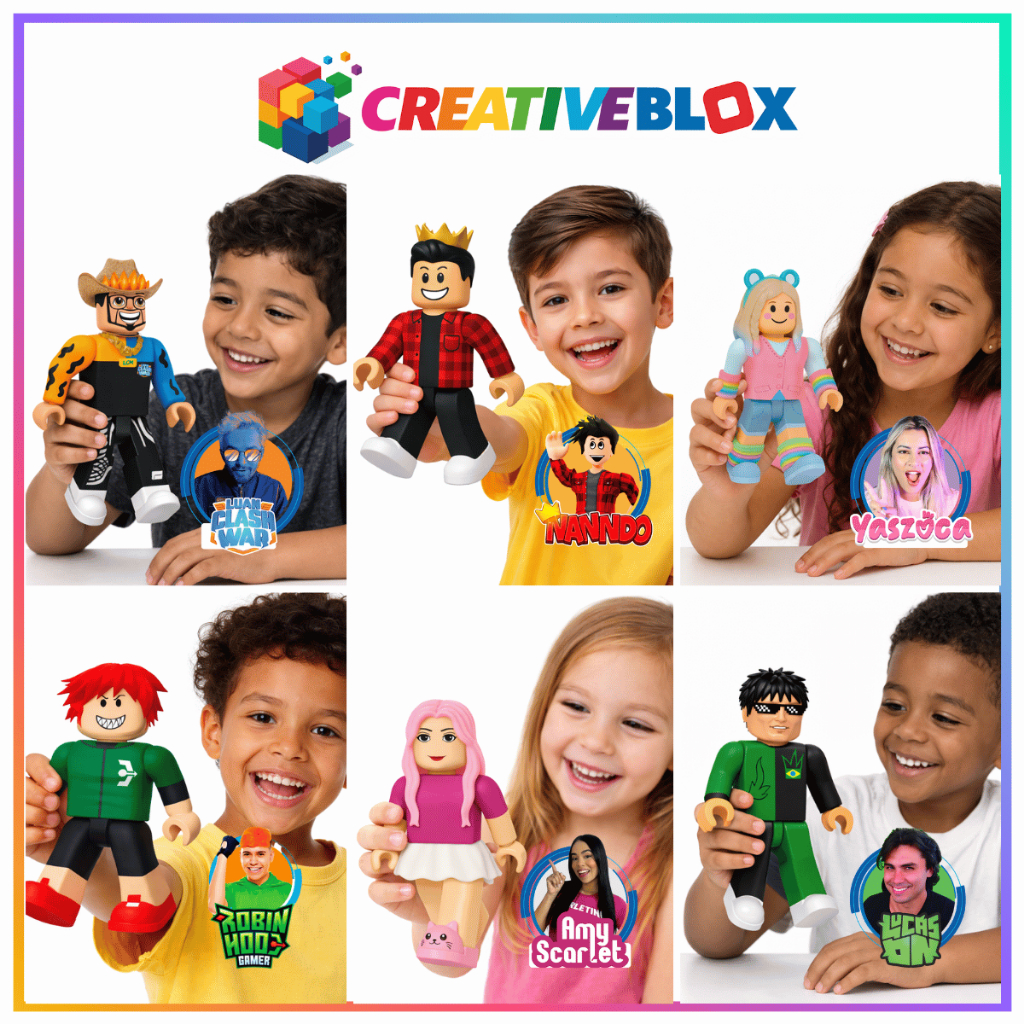 Boneco Boneca Robo Blox Game Articulado 20cm Youtuber Algazarra CreativeBlox Robin Hood Amy Luan Lucas Nanndo Yaszoca