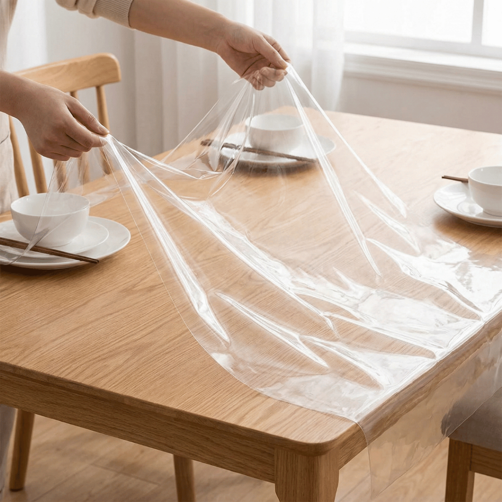 Plástico Toalha De Mesa Todos Os Tamanhos Transparente PVC Térmico Impermeável Decoração Cozinha