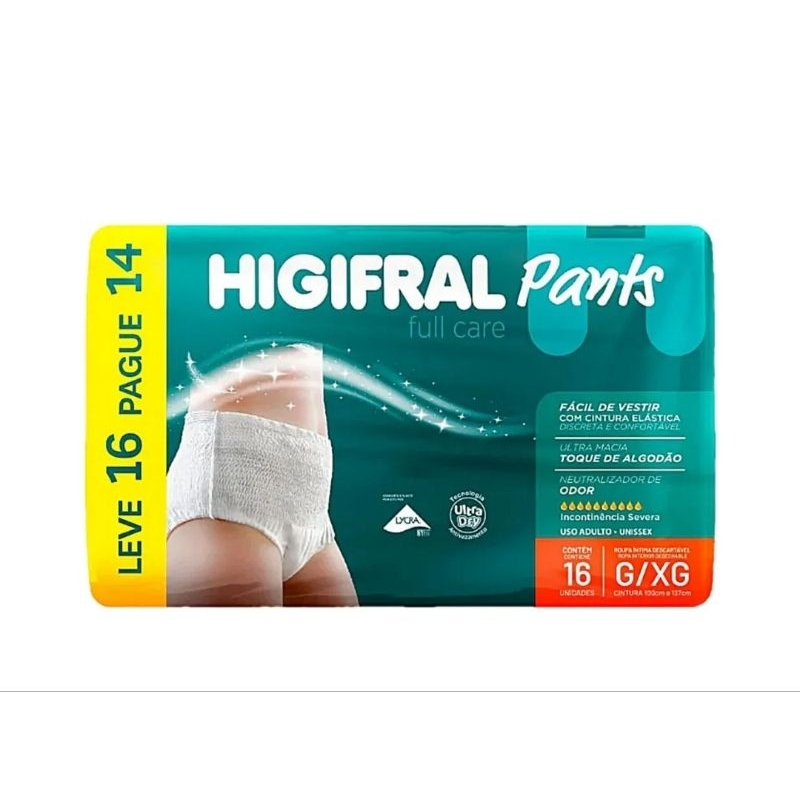 Fralda Geriátrica Roupa Intima 16 Unidades - Higifral Pants