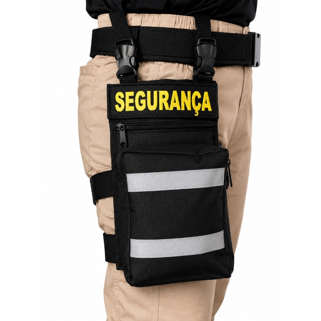 Bolso Bornal Preto Refletivo + Tarjeta Segurança+ Cinto N A