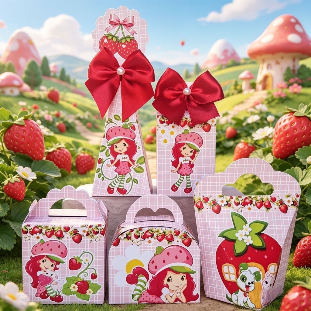Kit Personalizados MORANGUINHO STRAWBERRY Pegue e Monte Caixinhas Festa Infantil Lembrancinhas Aniversário