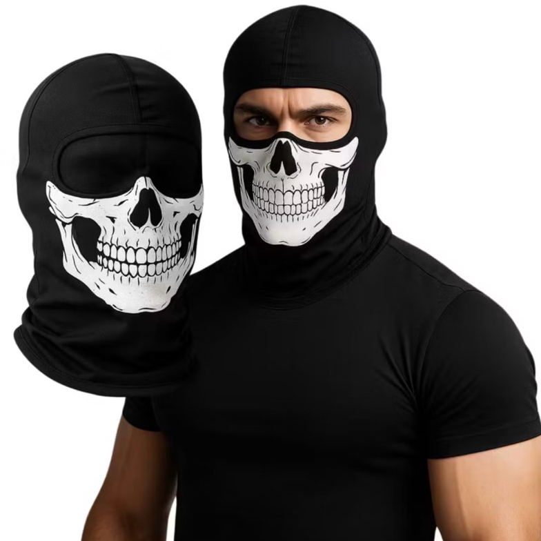 Touca Caveira Máscara Paintball Moto Ninja Bandana Black Geométrico Un
