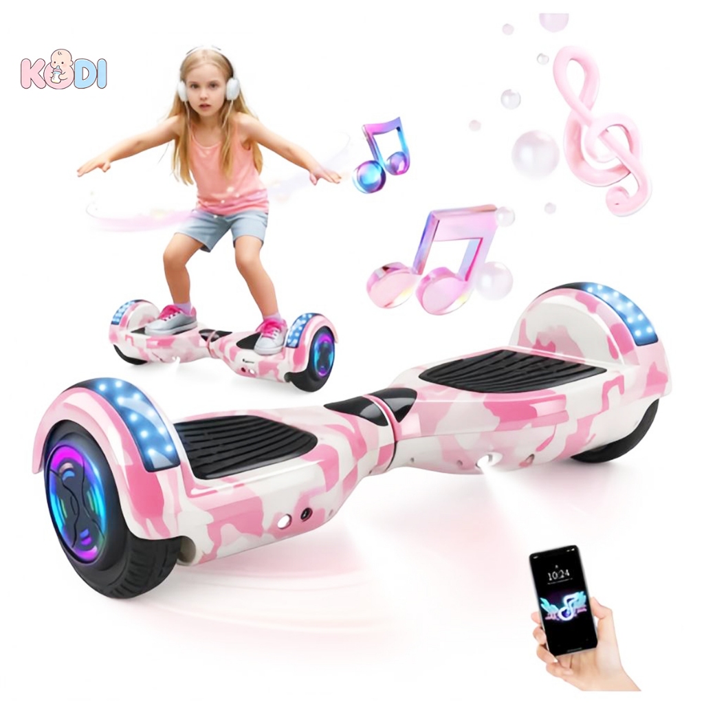 🛹 Hoverboard Infantil 6.5" com LED + Bluetooth 🎵 | Diversão com Luzes Coloridas e Música -P10