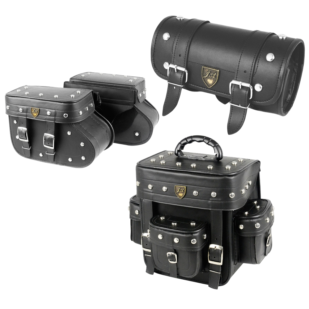 kit de alforge 18 l lateral modelo botinha + bolsa trase 22 lit + porta ferramentas modelo com cravo