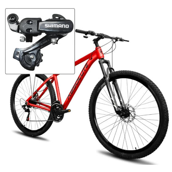 Bicicleta Aro 29 Absolute Nero 5 Vermelho Tamanho 15 Alumínio 21v Shimano Freio Disco com Suspensão