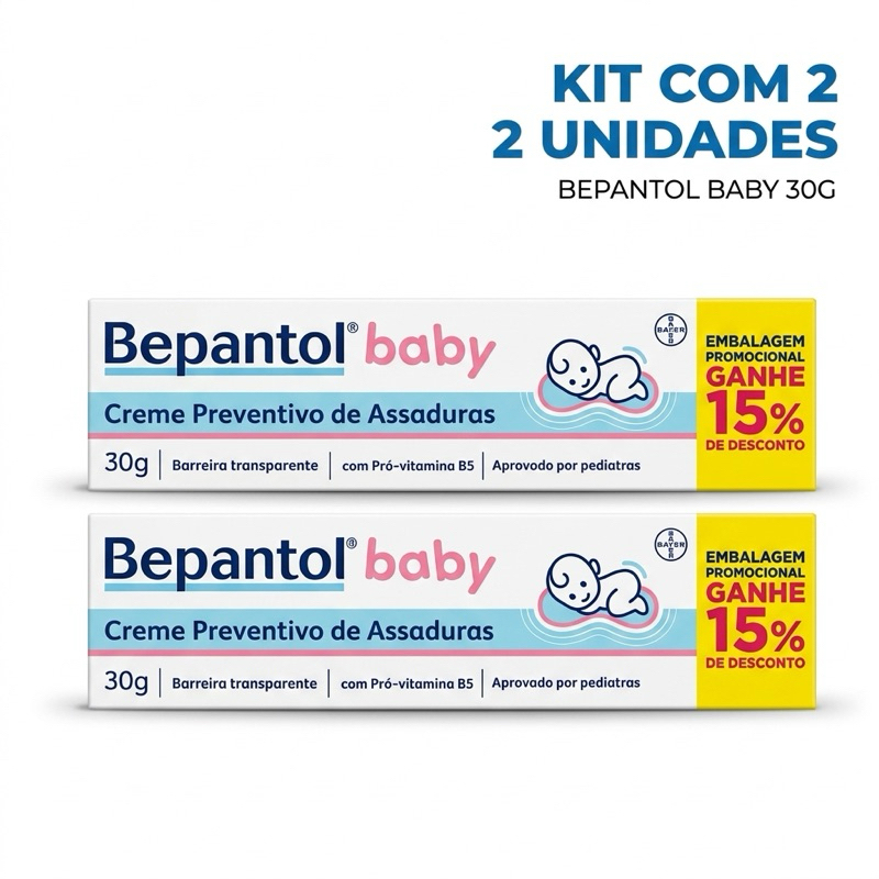 Kit 2 Pomadas Bepantol Baby 30g Original | Previne Assaduras e Protege a Pele do Bebê