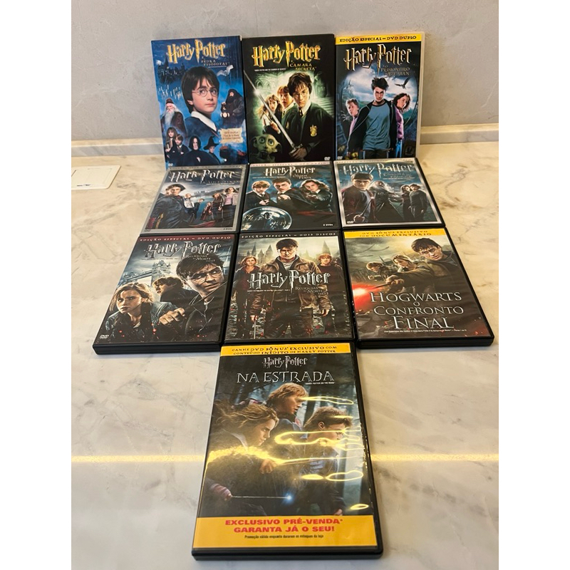 DVDs Duplos Coleção Completa Saga Harry Potter Anos 1 a 8 + 2 DVDs Bônus (Original)