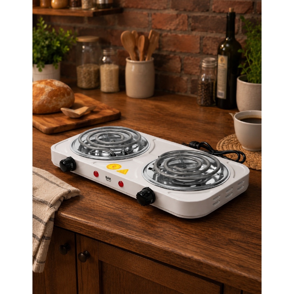 Fogareiro Elétrico Portátil 2 Bocas Fogão Cooktop de Mesa Branco  Resistente 110/220