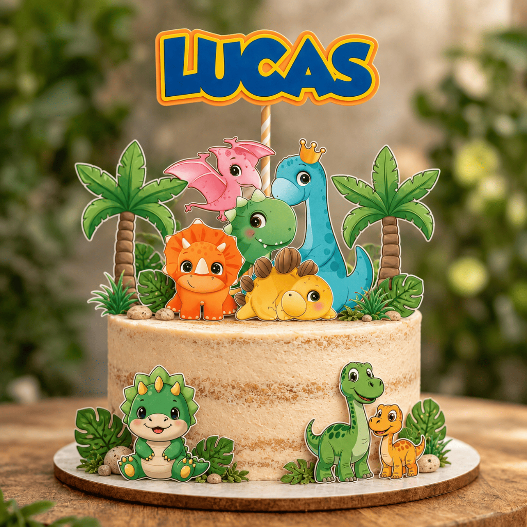 Topo de Bolo Dino Baby,| Dinossauro Baby | Topper Aniversário | PERSONALIZADO Máxima qualidade, envio rápido 🚀