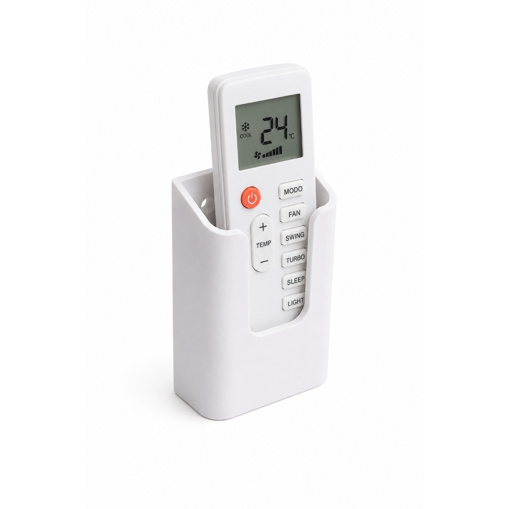 Suporte de Parede para Controle Remoto Universal TV Ar Condicionado Split Parafuso Incluso Branco