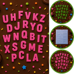 1~10 FORMA SIMPLES ABCEDÁRIO 2 CÓD. 256 EM ACETATO BWB PARA BOMBOM E DOCES DE CHOCOLATE (CHOCO)