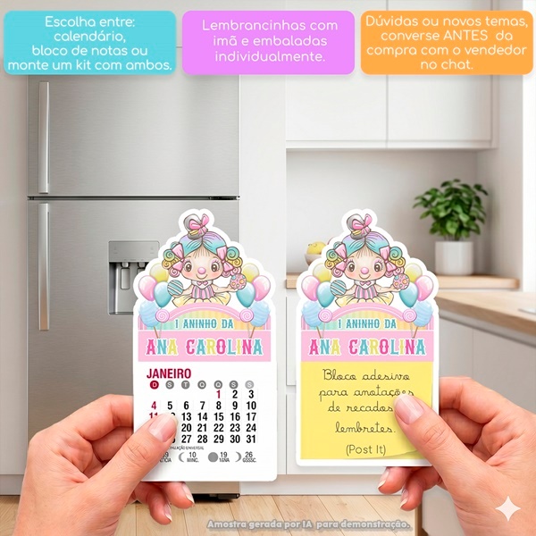 PALHACINHA CIRCO ROSA AQUARELA MINI CALENDÁRIO OU BLOCO DE RECADO ARTIGO DE FESTA LEMBRANCINHA DE ANIVERSÁRIO