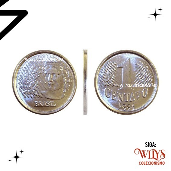 Moeda 1 Centavo - Antiga Brasil - Aço Inox - MBC