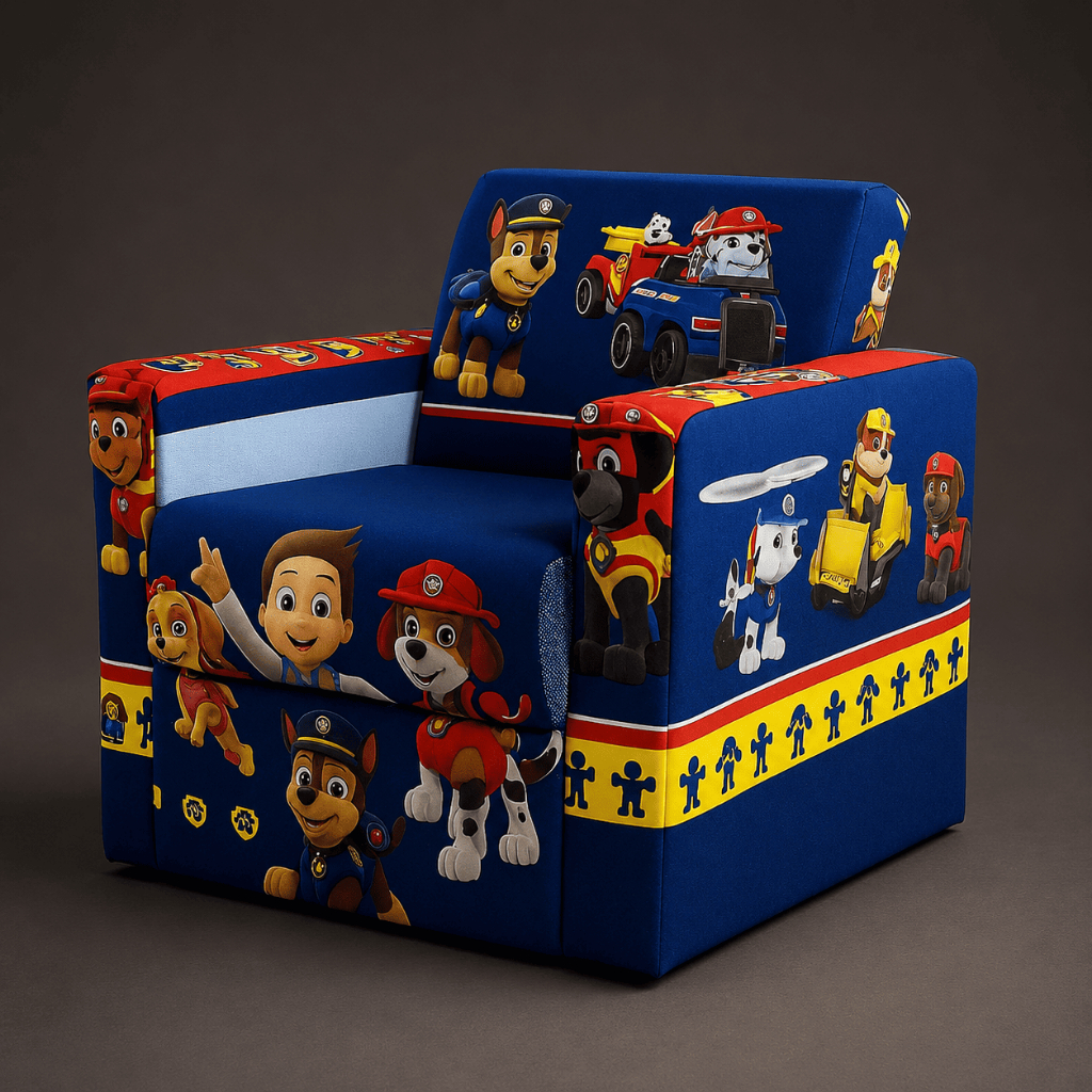 Sofá Infantil Estampado Azul Para Crianças Menino Decorativo Multiuso Poltrona Infantil 2 A 5 Anos