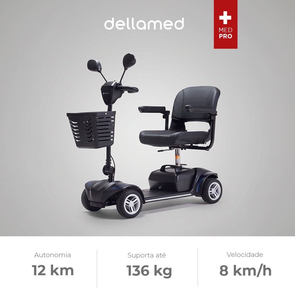 Cadeira Motorizada Scooter Médica, Elétrica, Dobrável, até 136kg LB Dellamed