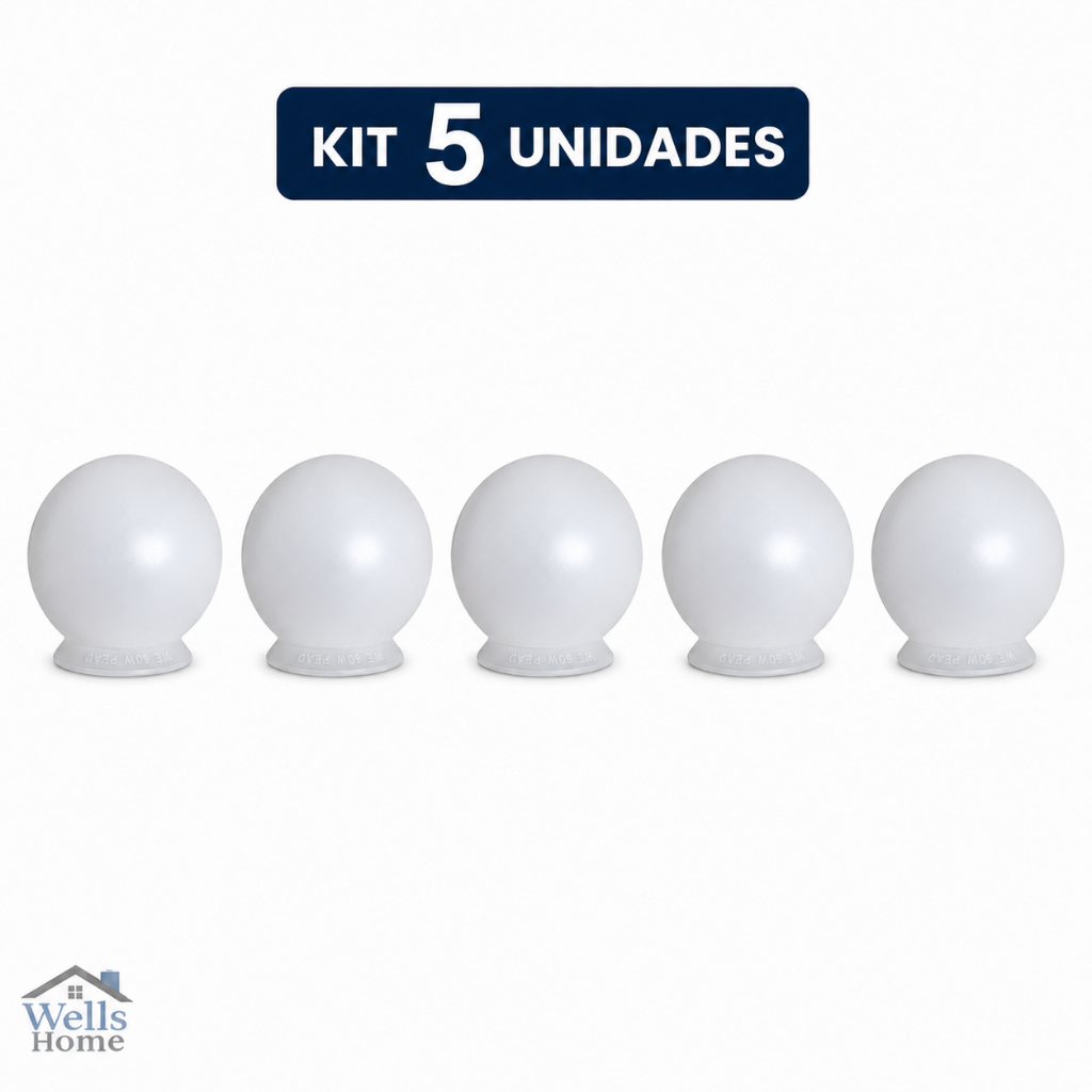 Kit 5 Globo Bolinha 15cm Boca 10cm PVC Para Ventilador Teto