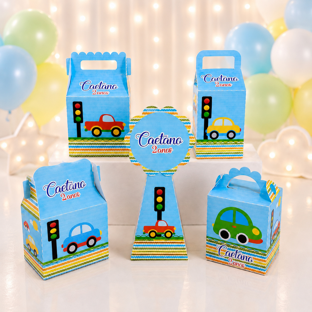 Kit Caixas Carrinho (PEGUE E MONTE) -lembrancinha -aniversario -kit festa personalizados- caixinhas