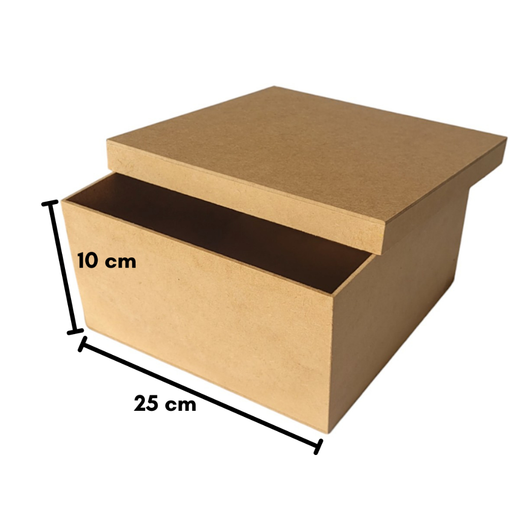 Kit caixa mdf cru com tampa - 25x25x10 20x20x5 e 30x30x10