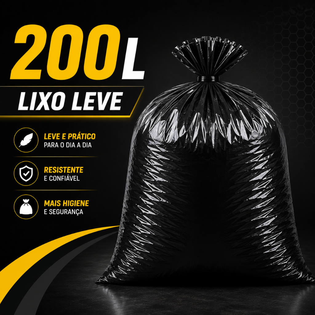 100 Unidades Saco de Lixo 200 Litros para Lixo Leve Tamanho 83X92 Preto ou Azul