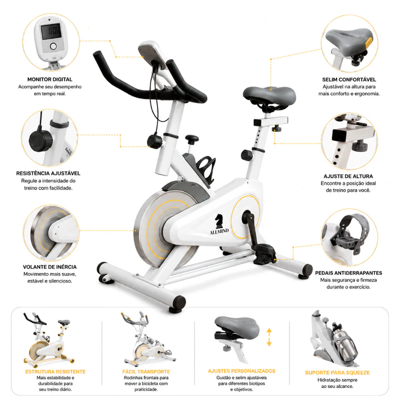 Bike Ergométrica Fitness com Painel Digital e Squeeze 120kg — foto 6