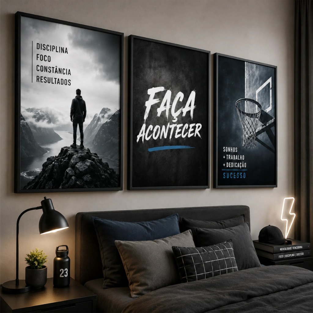 Quadro Para Quarto Adolescente Masculino Infantil Motivação Decoração Parede Escritorio Grande