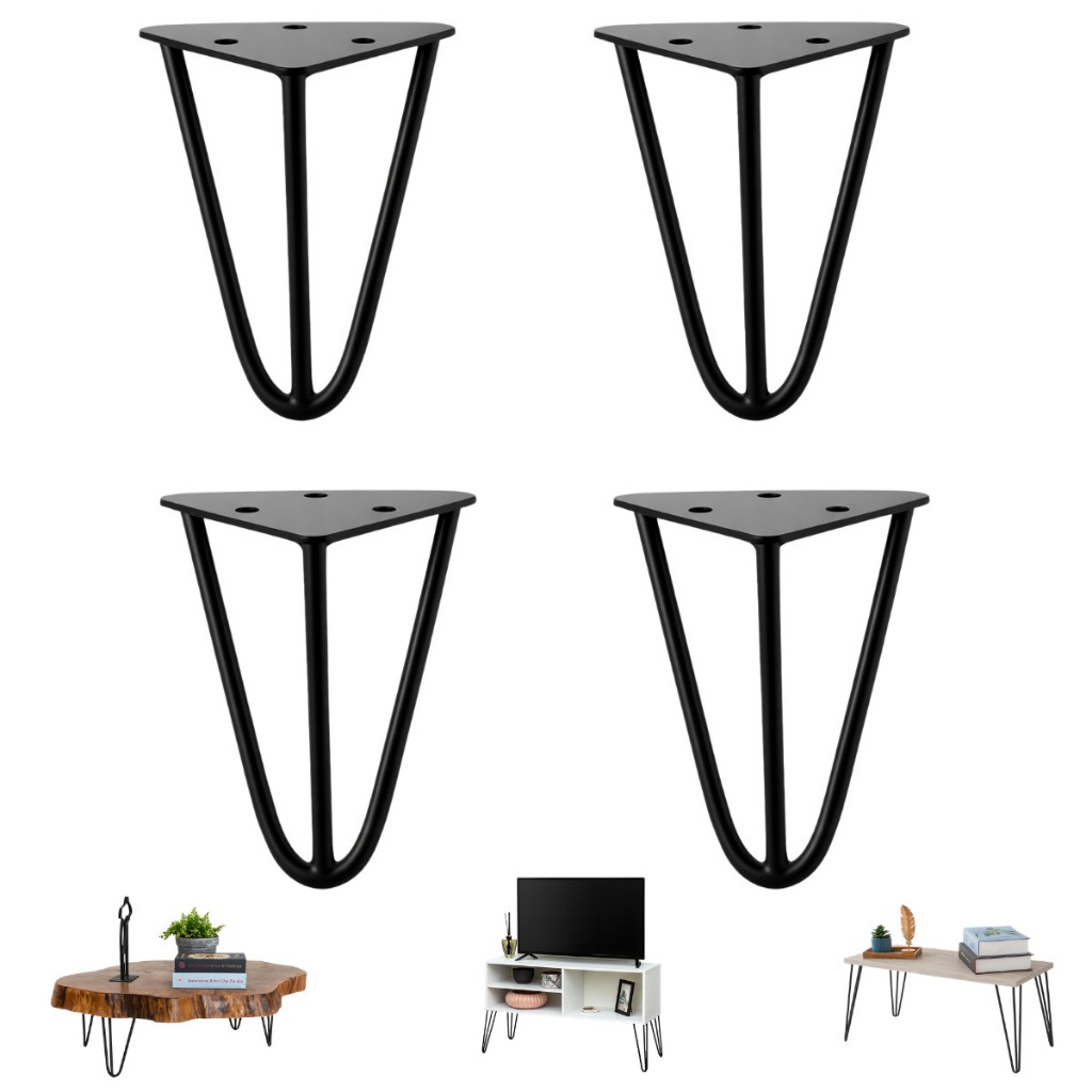 4 Pés De Mesinha 30cm Preto Rack Ferro Moderno