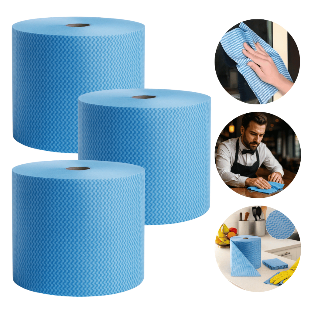 Kit 3 Pano Multiuso Tipo Perfex Limpeza Rolo com 600 Unidades 20x40cm Rolo 240m