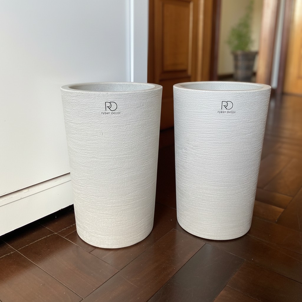 kit 2 Vasos Coluna Ibiza 39cm para Plantas Polietileno Leve Resistente Luxo Decorativo