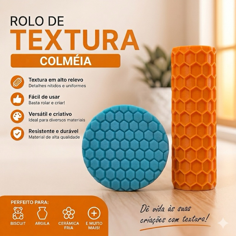 Rolo de Textura Marcador Artesanato Biscuit Argila Cerâmica Fria Modelagem Estampado Colmeia Abelha
