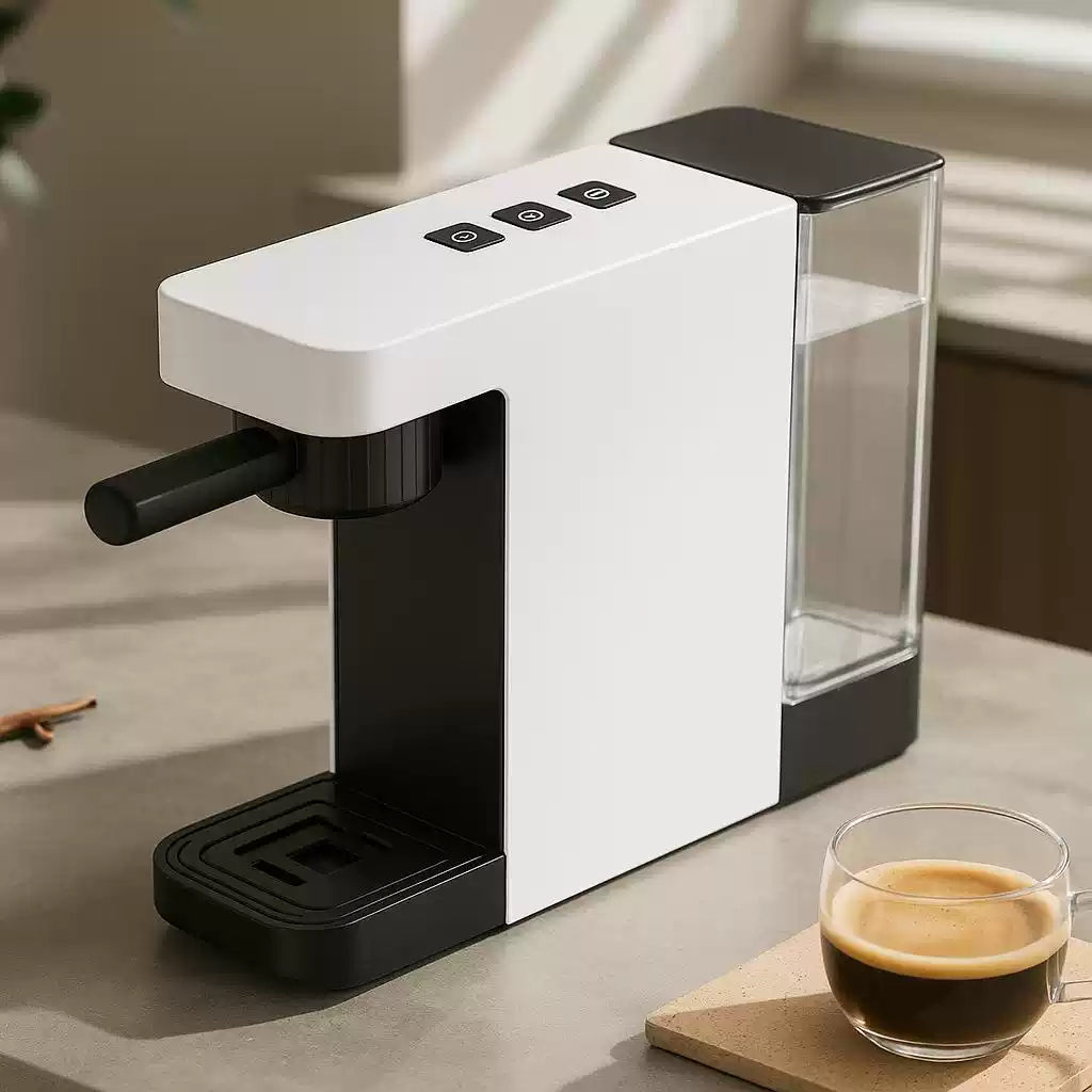 Imagem Máquina de Café Espresso Automática Compacta para Cápsulas, Cafeteira Elétrica Doméstica Rápida